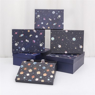 Fashion Design Star Universe Decorative Gift Paper Boxes Decorated Large Black Paper Gift Boxes With Lids